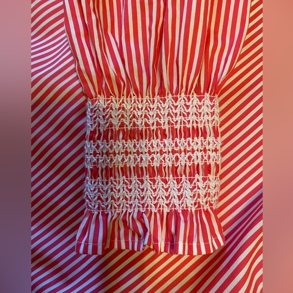 Talbots PM Pink & White Stripe Popover V-neck Blouse Top - Picture 7 of 9